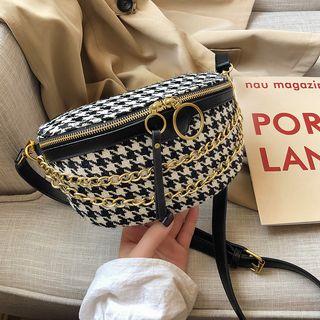 Houndstooth Chain Strap Sling Bag