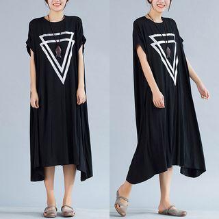 Short-sleeve Triangle Print T-shirt Dress