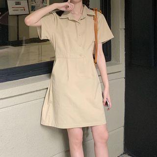 Short-sleeve Mini A-line Cargo Dress