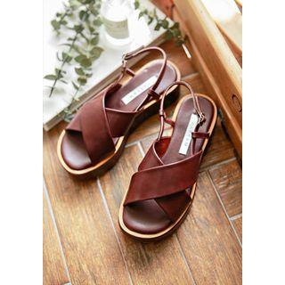 Cross-strap Slingback Platform Sandals