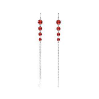 Swarovski Elements Tassel Earring Red - One Size