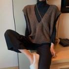 Knit Vest / Long-sleeve Turtleneck Top / Wide-leg Pants
