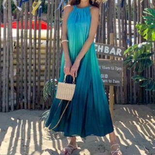 Halter Gradient A-line Dress