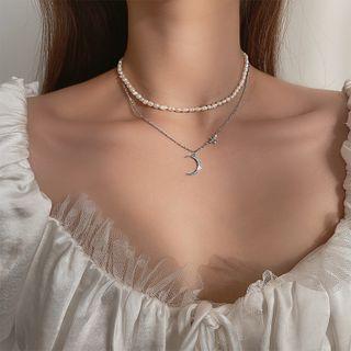 Faux Pearl Necklace / Rhinestone Necklace / Set