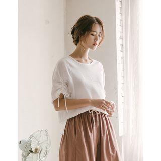Tie-sleeve Crochet-trim Blouse