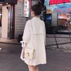 Elbow-sleeve Mini A-line Shirt Dress