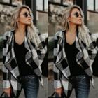 Plaid Lapel Open-front Jacket