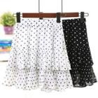 Tiered Dotted A-line Skirt
