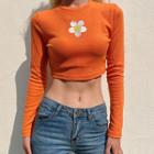 Flower Long-sleeve Crop T-shirt