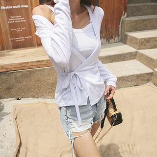 Set: Surplice-wrap Cardigan + Camisole Top