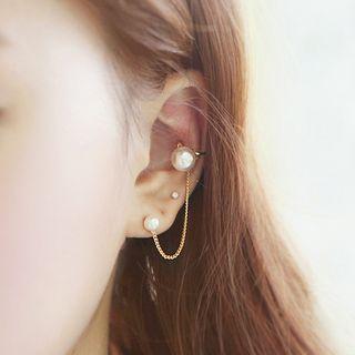 Faux Pearl Chain Stud Earring