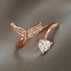 Rhinestone Mermaid Tail Open Ring Rose Gold - One Size
