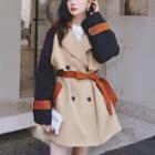 Double Breasted Color Block Trench Jacket