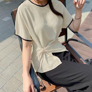 Contrast-trim Drape-trim Blouse