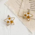 Star Faux Pearl Earring 1 Pair - Gold - One Size