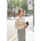 Round-neck Frilled-sleeve Knit Top