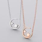 Moon & Star Pendant Sterling Silver Necklace