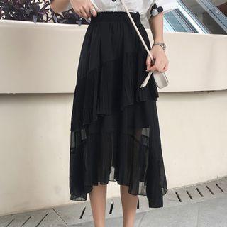 Layered A-line Midi Chiffon Skirt
