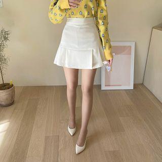 Inset Shorts Pleated-hem Miniskirt