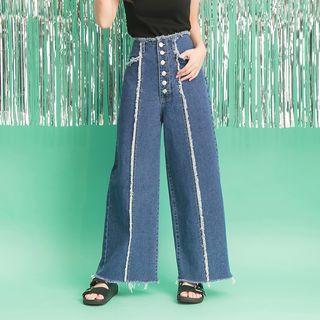 Button-front Wide-leg Jeans