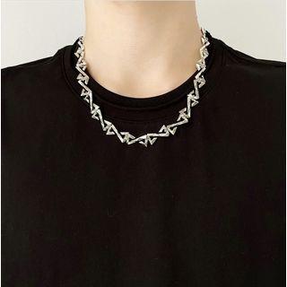 Geometric Chain Necklace 1332 - Silver - One Size