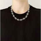 Geometric Chain Necklace 1332 - Silver - One Size