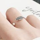 925 Sterling Silver Feather Open Ring Silver - One Size