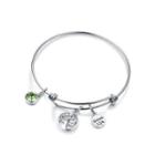 Fashion Tree Of Lifeand And Round Card Bangle With Austrian Element Crystal Silver - One Size
