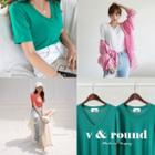 Round-hem Textured T-shirt In 2 Designs