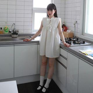 Sleeveless Bow A-line Dress White - One Size