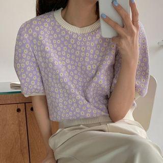 Daisy Puff-sleeve Knit Top