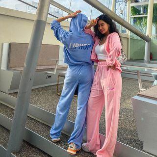 Liphop Embroidered Terrycloth Zip-up Hoodie