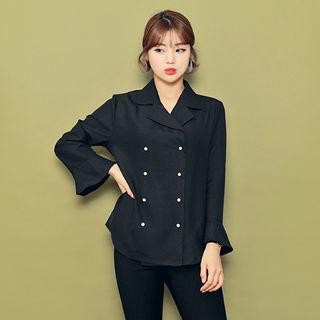 Bell-sleeve Double-breasted Blouse