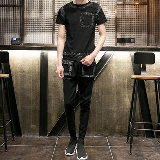 Set : Plain Short-sleeve T-shirt + Sweatpants