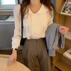 Long-sleeve Double-breasted Chiffon Blouse
