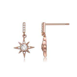 925 Sterling Silver Plated Rose Gold Fashion Bright Star Cubic Zircon Earrings Rose Gold - One Size