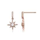 925 Sterling Silver Plated Rose Gold Fashion Bright Star Cubic Zircon Earrings Rose Gold - One Size
