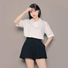 Open-placket Cuff-sleeve Top