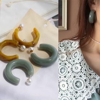Faux Pearl Acrylic Open Hoop Earring