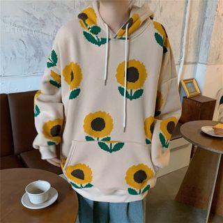 Long-sleeve Flower Printed Hoodie