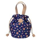 Floral Drawstring Tote Dark Blue - One Size