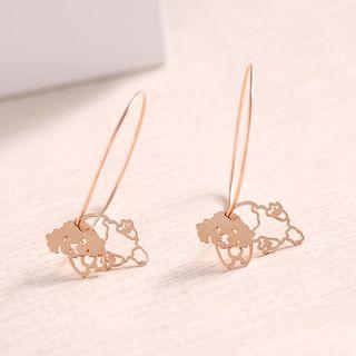 925 Sterling Silver Dog Dangle Hoop Earring