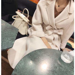 Hidden-button Wool Coat With Sash