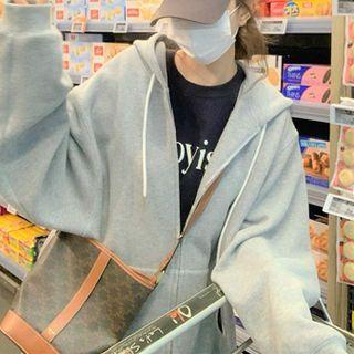 Long Sleeve Zip-up Plain Hoodie