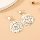 Beaded Disc Drop Earring 1 Pair - White - One Size