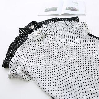 Polka Dot Short-sleeve Long Shirt