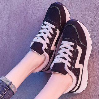 Fleece Trim Lace Up Sneakers