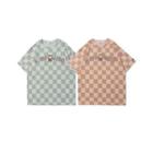 Short-sleeve Print Checkered T-shirt