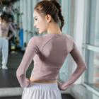 Long-sleeve Plain Crop Sports Top