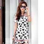 Short-sleeve Paneled Printed Dress Multicolor - One Size